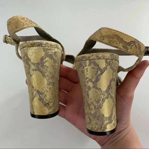 Prima Royale heels size 7 cream gray Python print chunky 60s 70s platforms - Picture 8 of 13